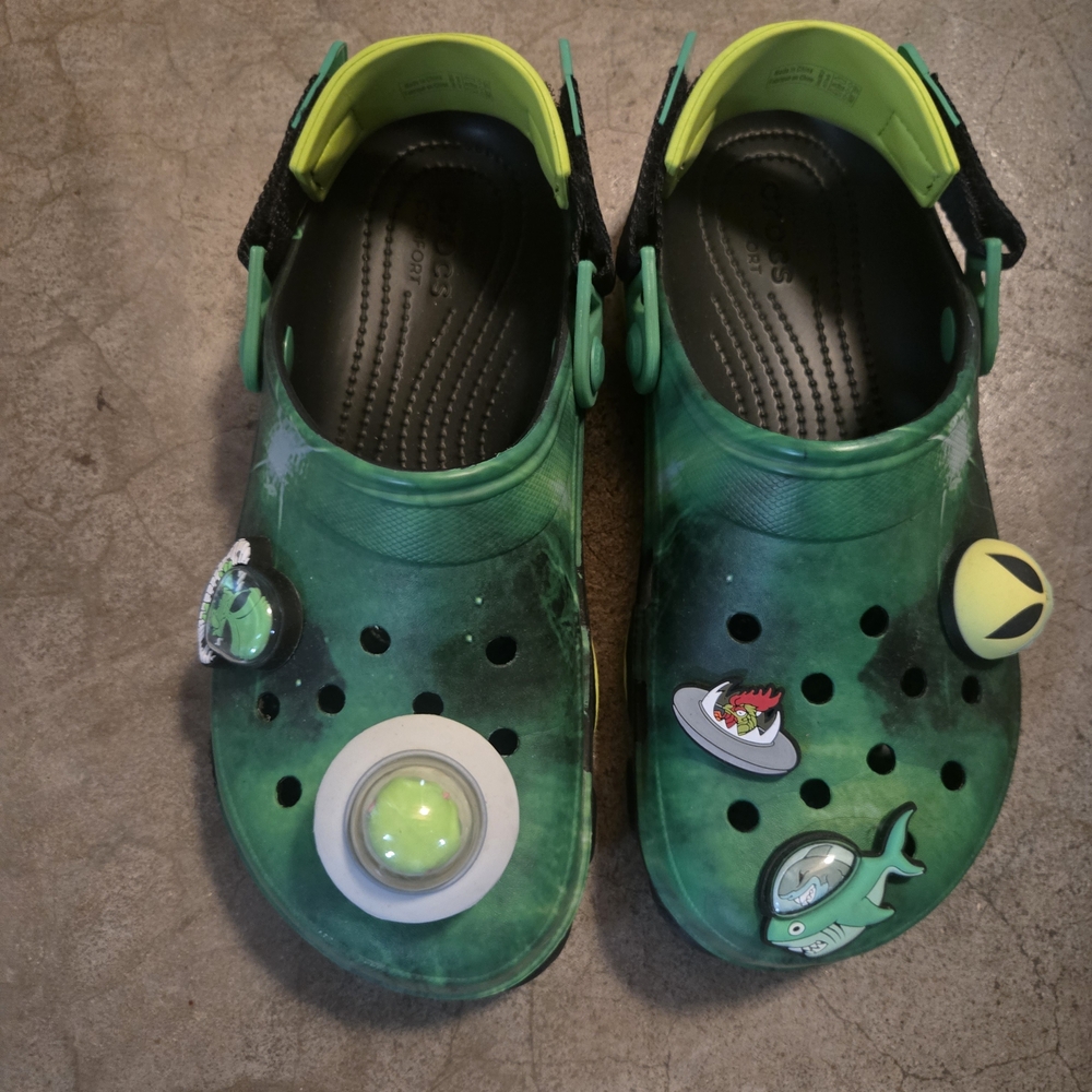 CROCS Green Sandals with Fun Charms